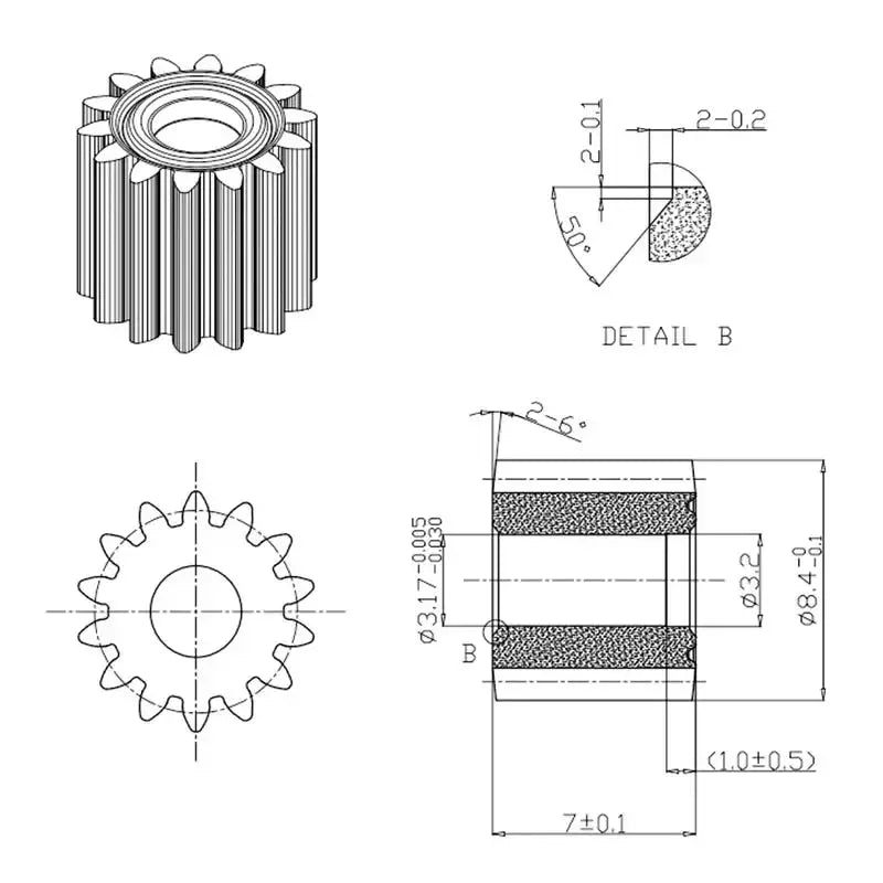 21V Brushed Motor Replacement Part With 14 Teeth For 4 Inch And 6 Inch Cordless Mini Logging Saws And Chainsaws
