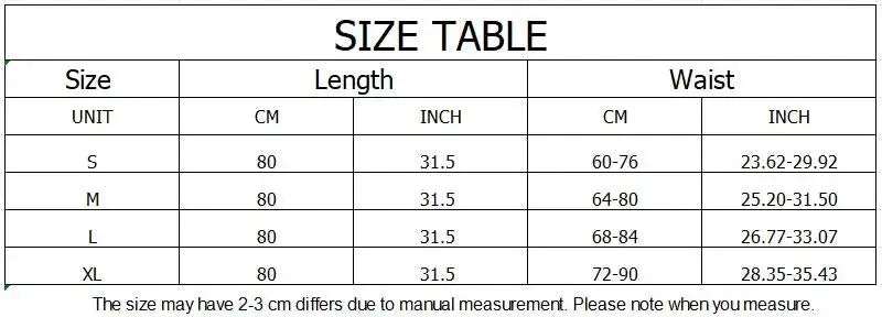 Korean Women Tulle Skirt by Simples Market size chart with waist and length measurements for S–XL
