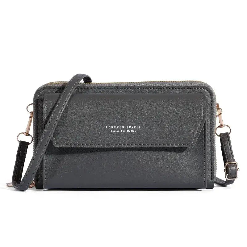 NovaLux Womens PU Material Crossbody Bag With Double Layer Design On One Shoulder For Mobile Phone And Essentials