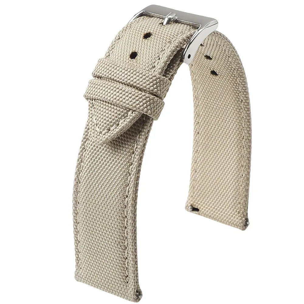 Watch strap beige nylon sailcloth, two-sided with quick-release, waterproof for men (18-24mm)