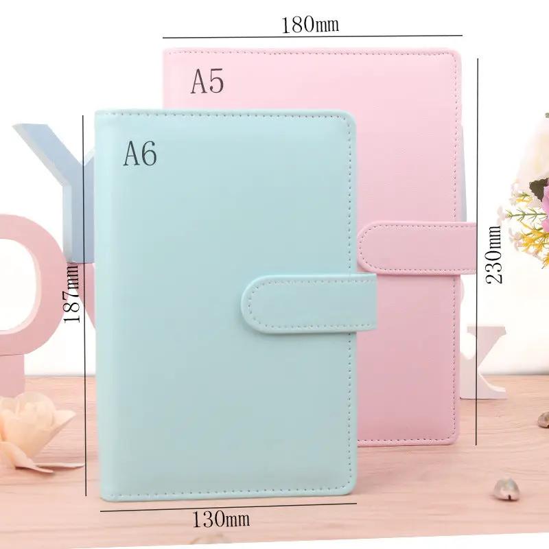 Vintage leather refillable notebook cover and file folder set by Simples Market in pastel blue A6 and pink A5