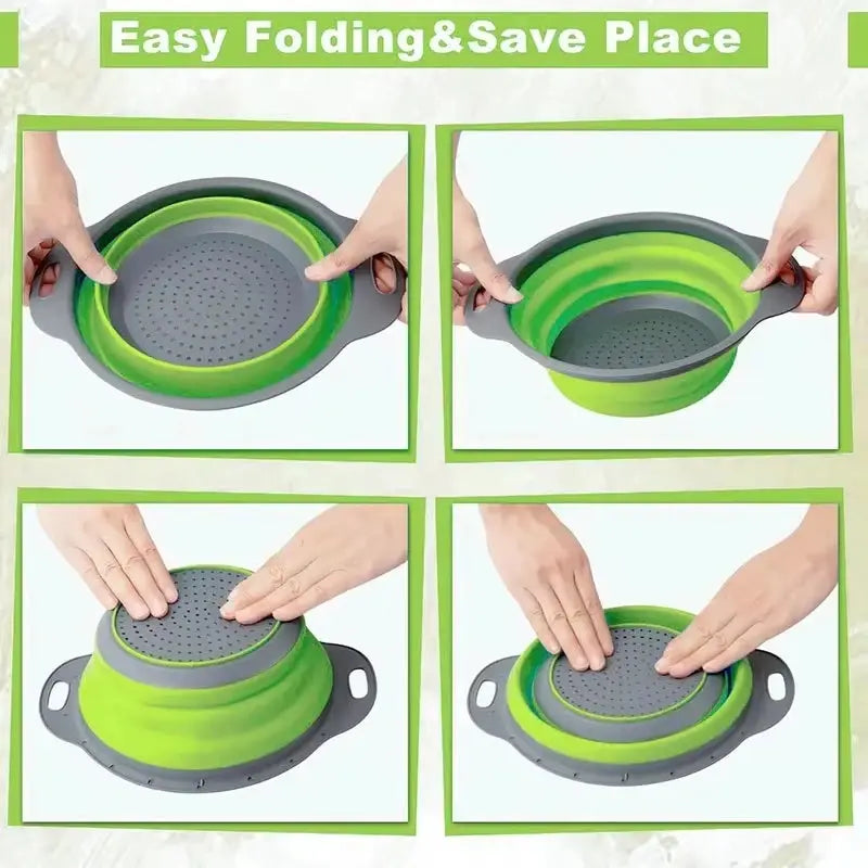 Silicone Vegetable And Fruit Cleaning Drainage Basket Foldable Kitchen Gadget For Washing And Draining
