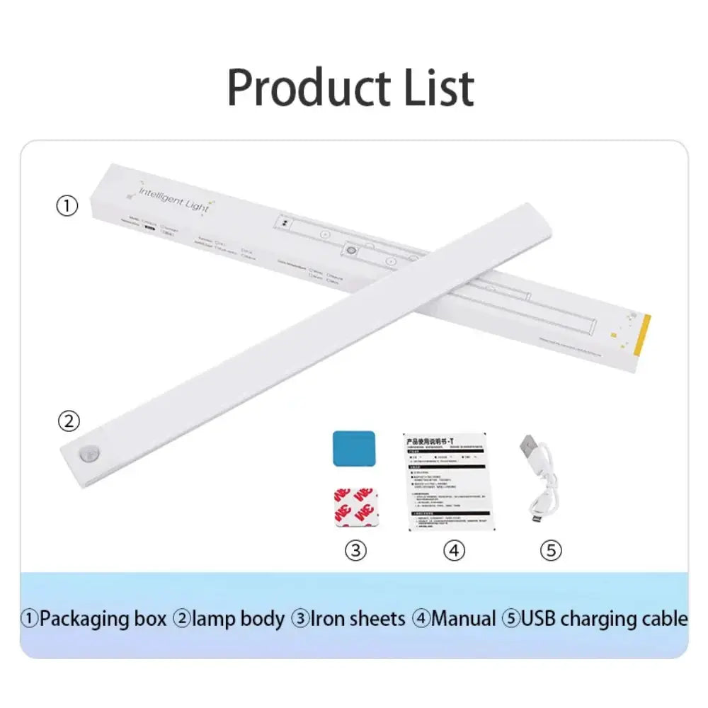 USB Rechargeable Motion Sensor Night Light Wireless Under Cabinet LED Lamp For Kitchen Cabinets Wardrobe Bedroom