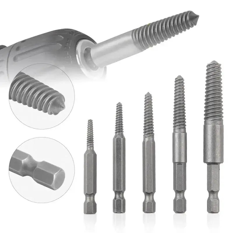 5 Piece Hexagonal Handle Screw Extractor Set For Broken Stripped And Rusted Screws Power Tool Compatible