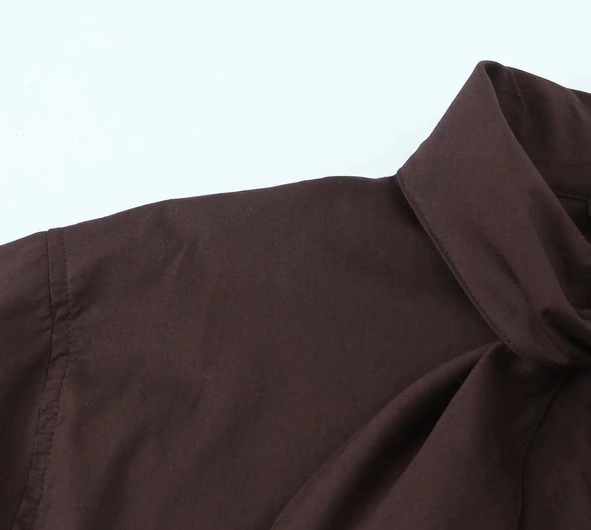 NLZGMSJ Woman Scarf Shirt in brown with a bow-neck collar and long sleeves by Simples Market