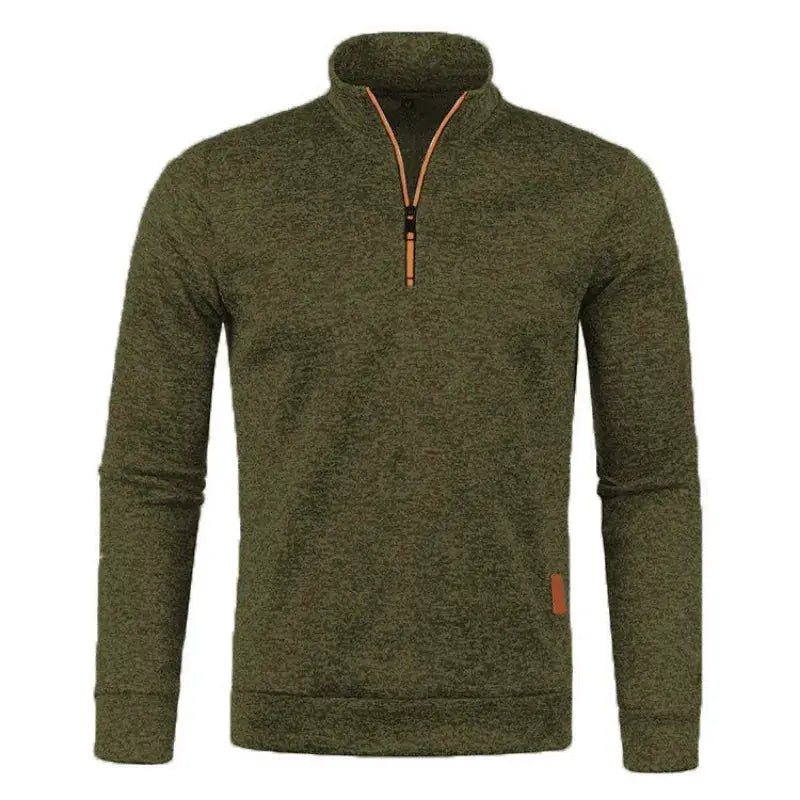 Autumn Men's Half Zip Sweatshirt With Turtleneck Long Sleeve Solid Color Streetwear Winter Warm Jacket