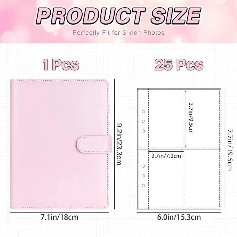 A5 pink PU leather binder with 6 rings and 4-pocket photocard sleeves by Simples Market