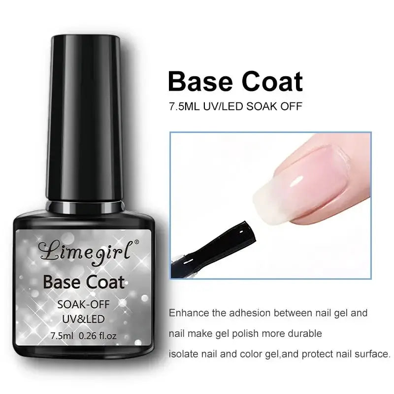 Base Coat bottle by Limegirl; 7.5ml UV/LED soak-off nail gel