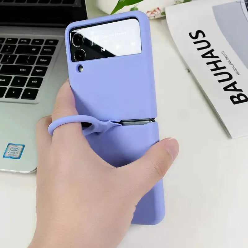 Liquid Silicone Ring Holder Case For Samsung Galaxy Z Flip Series Full Coverage And Easy Grip