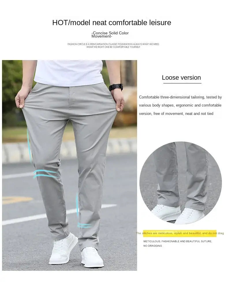 Men's chinos by Simples Market, light gray cotton casual trousers with breathable straight-leg fit, W28-W40