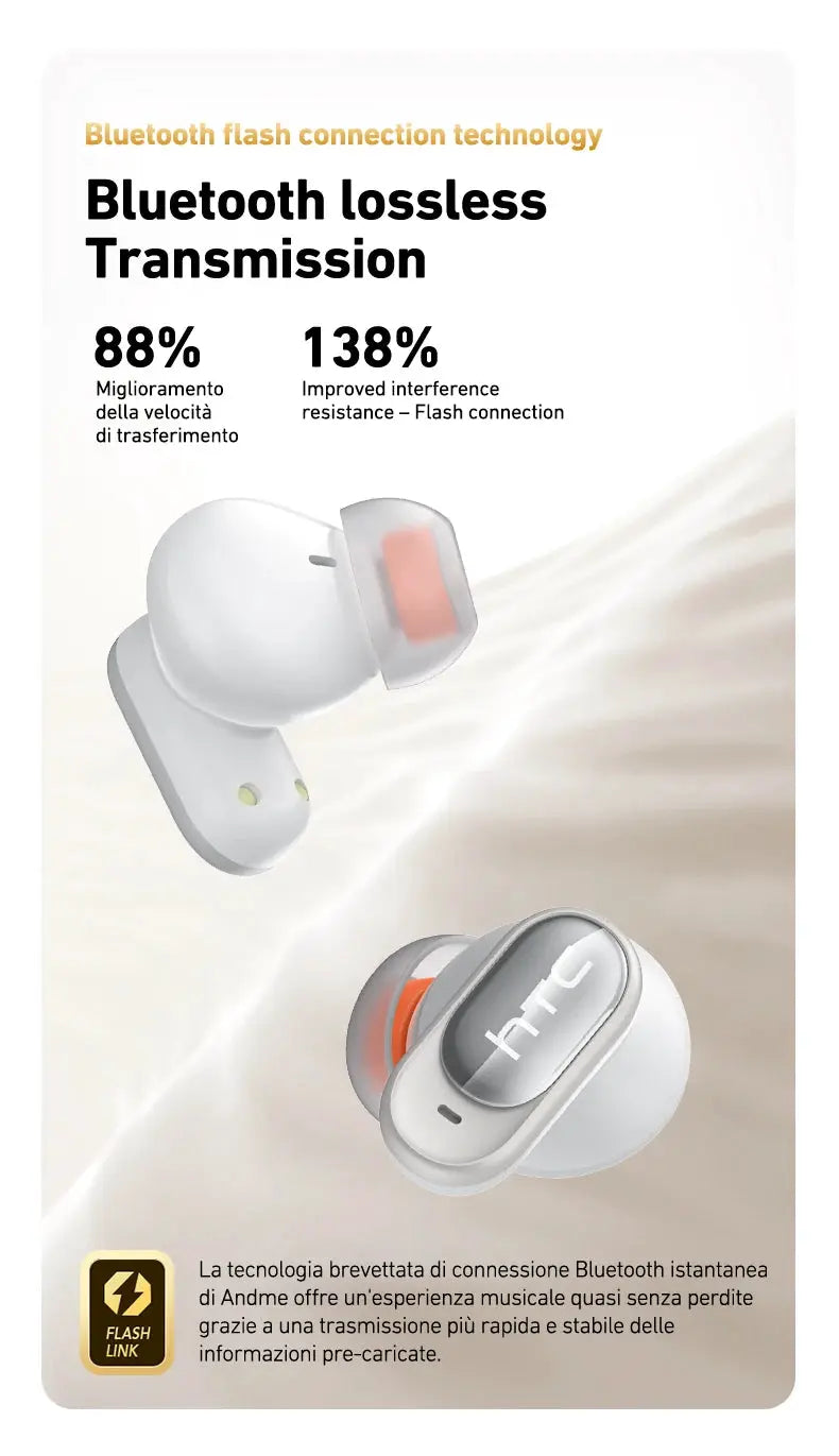 HTC NE79 wireless earbuds; white with mic, two earbuds