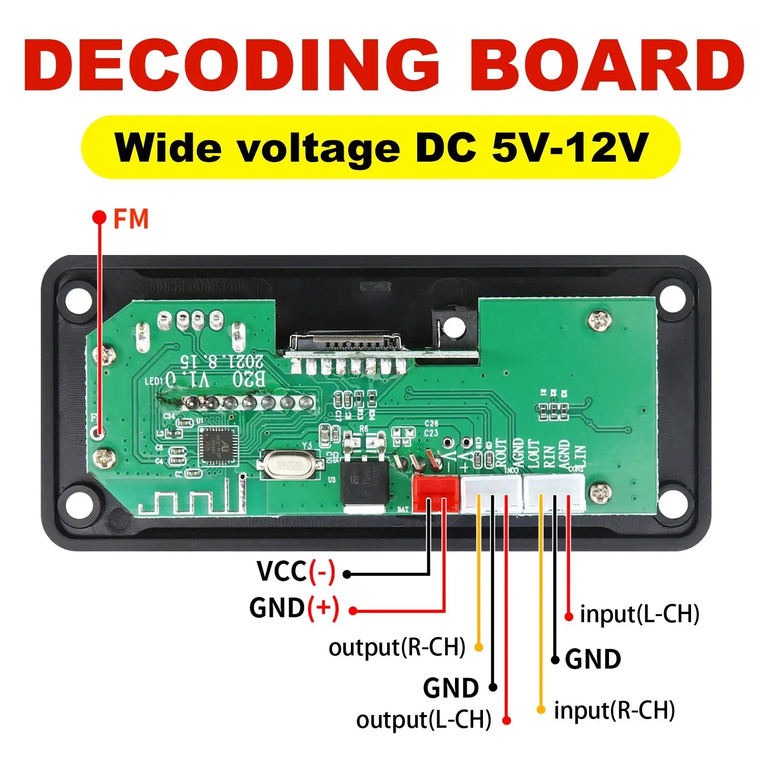 12V MP3 Decoder Board Bluetooth Car Kit With USB TF Card WMA WAV Support FM Radio And Color Screen