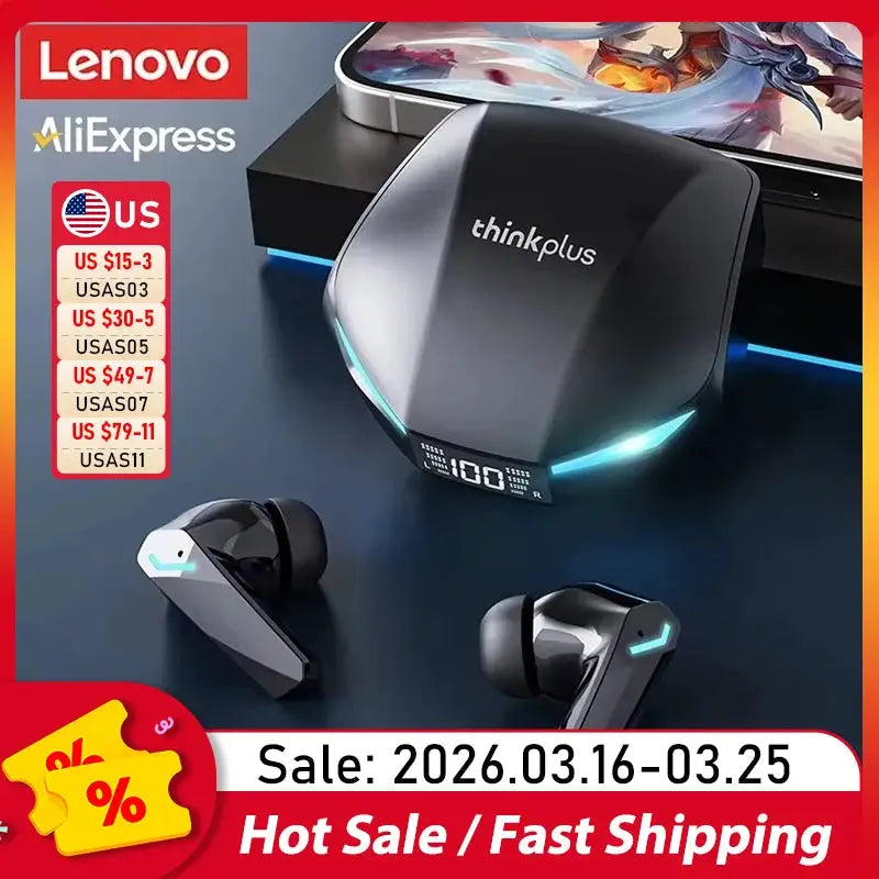 Lenovo XT53 Wireless Earphones Bluetooth 5.4 Low Latency Gaming Earbuds With Led Display Waterproof