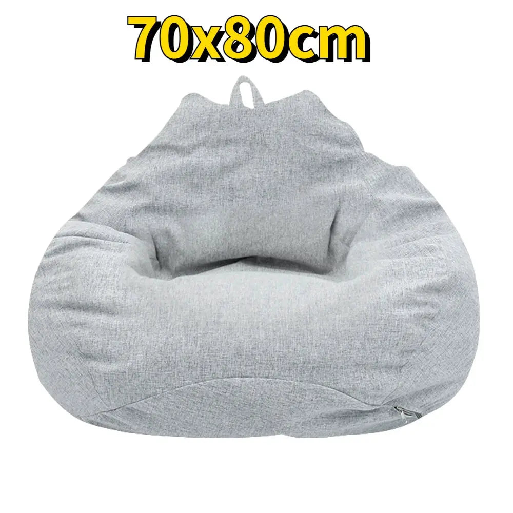 Bean bag chair, gray fabric, 70x80cm