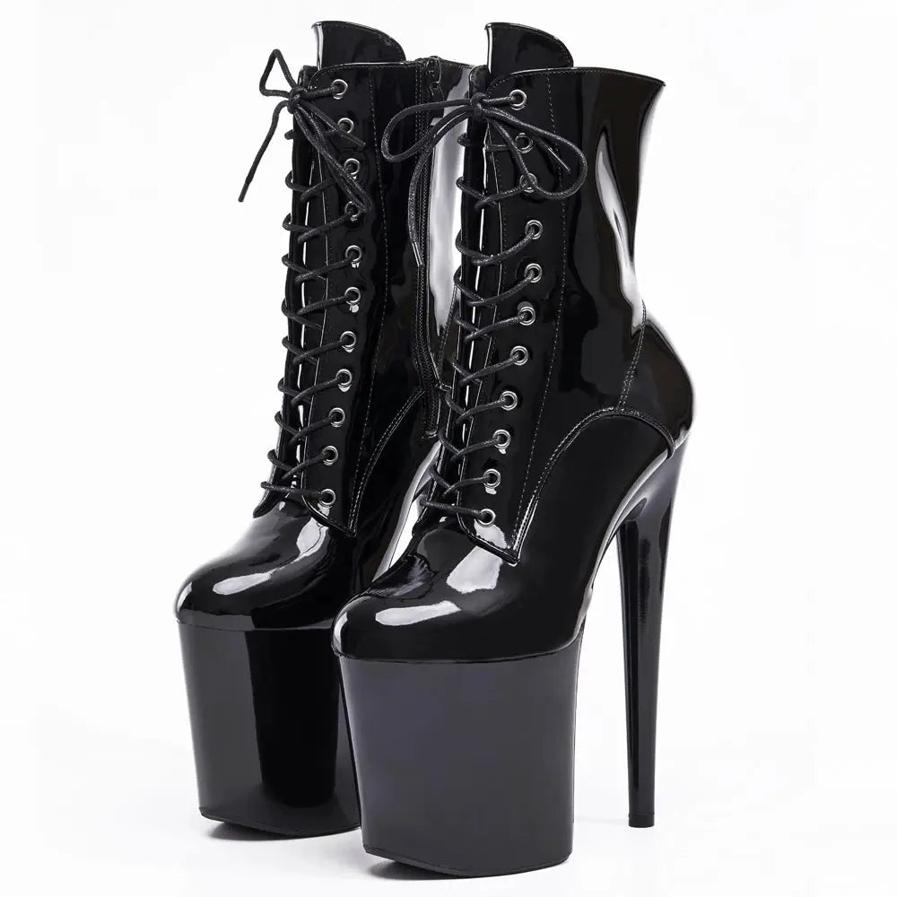 PoleStar Stripper 8 Inch Platform Lace Up Boots Ankle High Pole Dance Boots With Stable High Platform