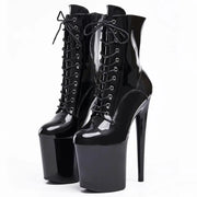 PoleStar Stripper 8 Inch Platform Lace Up Boots Ankle High Pole Dance Boots With Stable High Platform