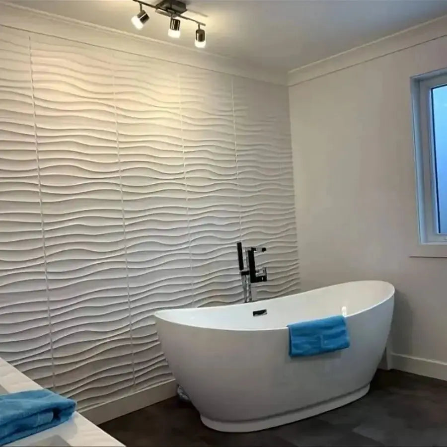 3D wave wall panels by Simples Market, white textured 30x30cm, 12pc/20pc indoor wall decorative set