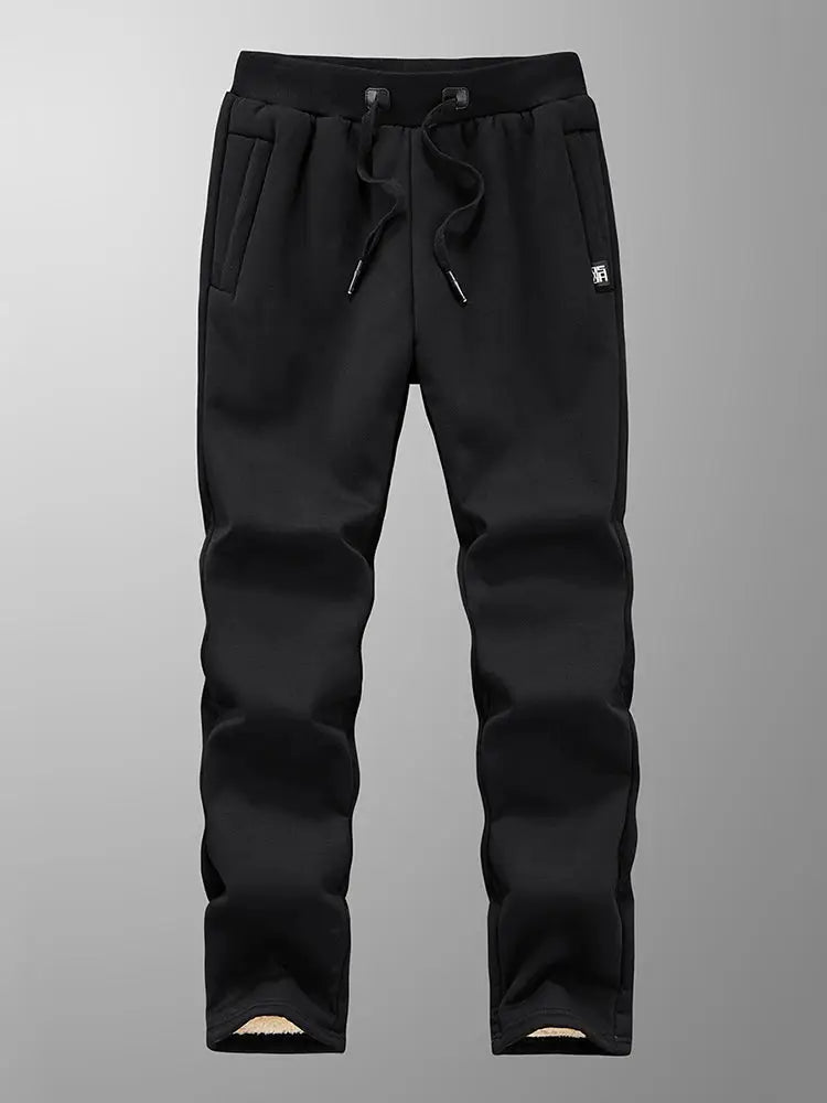 Simples Market black men's fleece joggers with drawstring waist and pockets, plus-size 6XL–8XL