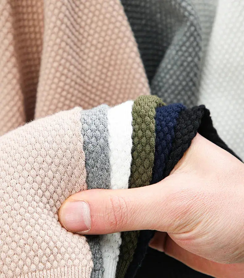 Simples Market 100% cotton polo shirt fabric swatches in six knit colors beige gray white olive navy black