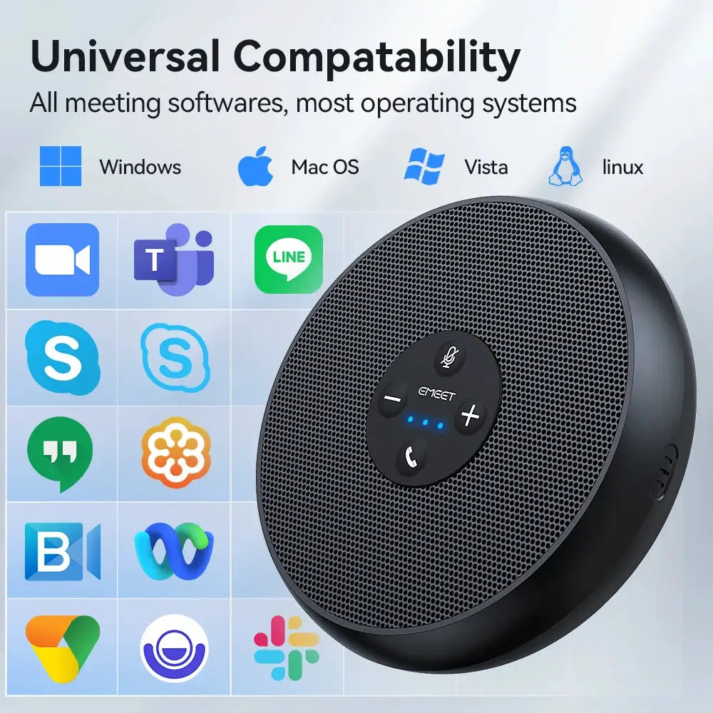 Simples Market EMEET USB wired conference speakerphone with 2 mics, black, 360° voice pickup