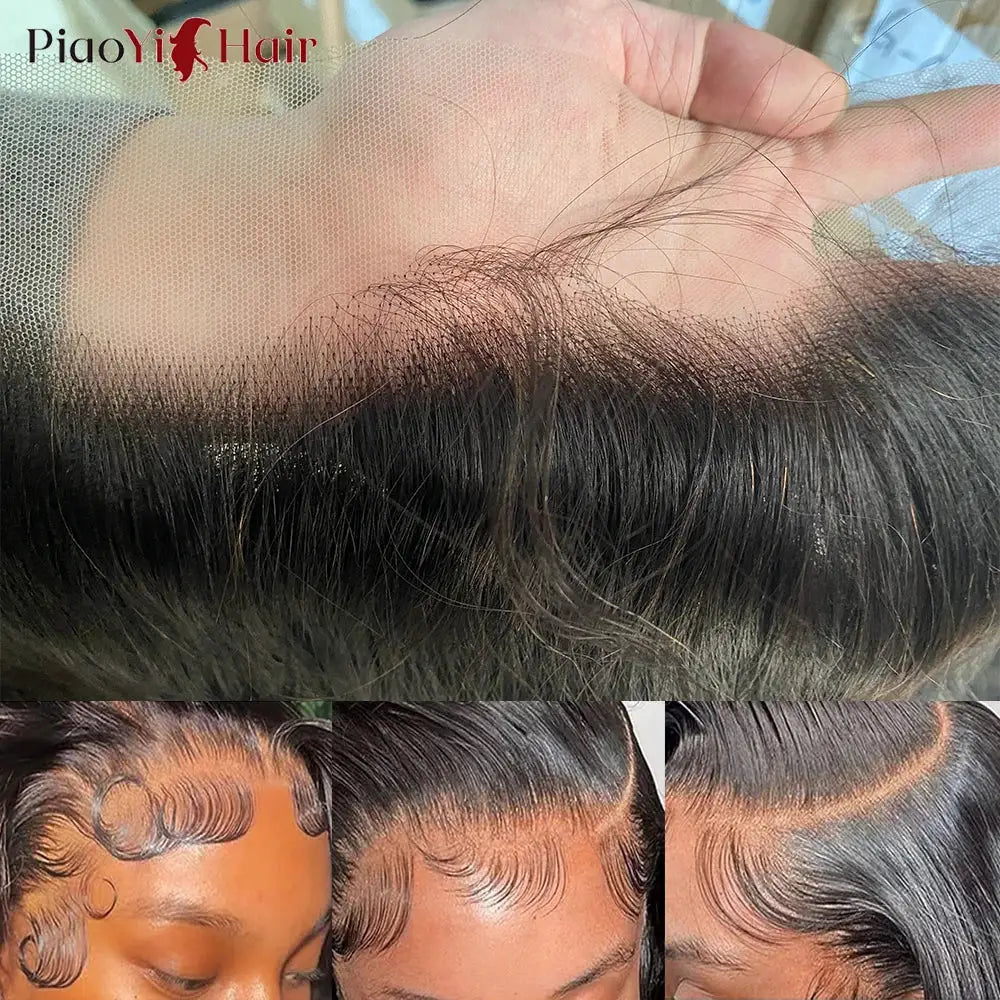 PiaoYi Hair body wave lace wig with HD transparent lace, Brazilian human hair, 13x6 frontal and 2x6 closure
