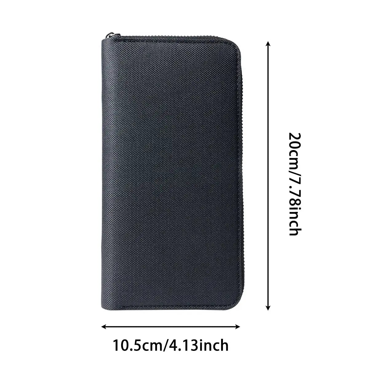 Simples Market men's long wallet, black canvas zippered wallet with large capacity and multiple card slots