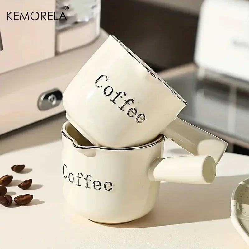 Kemorela 3oz 90ml Ceramic Measuring Cup Espresso Extraction Cup For Milk Frothing With Scale Kitchen Tools