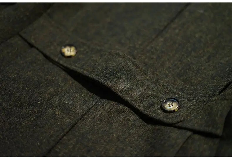 Mauroicardi green wool-blend overcoat for men, double-breasted with metal buttons