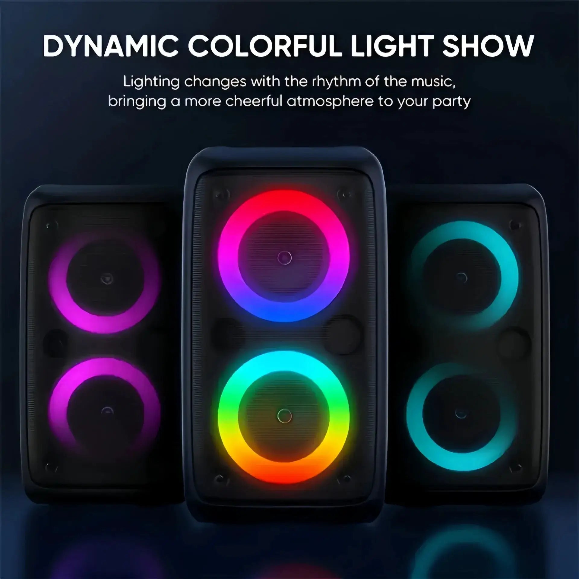 AyeBeau Portable Bluetooth Karaoke Speaker With FM Radio Microphone LED Lamp And TWS Subwoofer