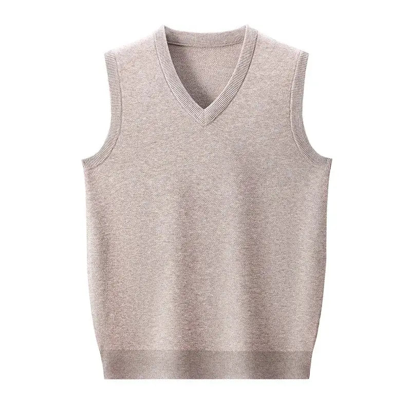 Men's sleeveless wool cashmere vest in beige by Simples Market