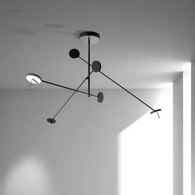 Creative LED Chandelier by Simples Market in black lustre; adjustable indoor hanging lamp.