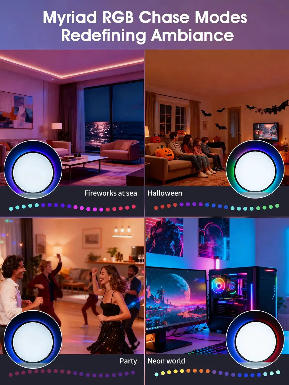 TUYA Smart Ceiling Light, ultra-thin RGB dimming lamp for home with app remote and Alexa and Google voice control
