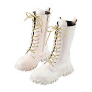 UrbanStride Teen Gothic Combat Boots Faux Leather Ankle Boots With Side Zipper For Easy On Off Anti Slip Winter