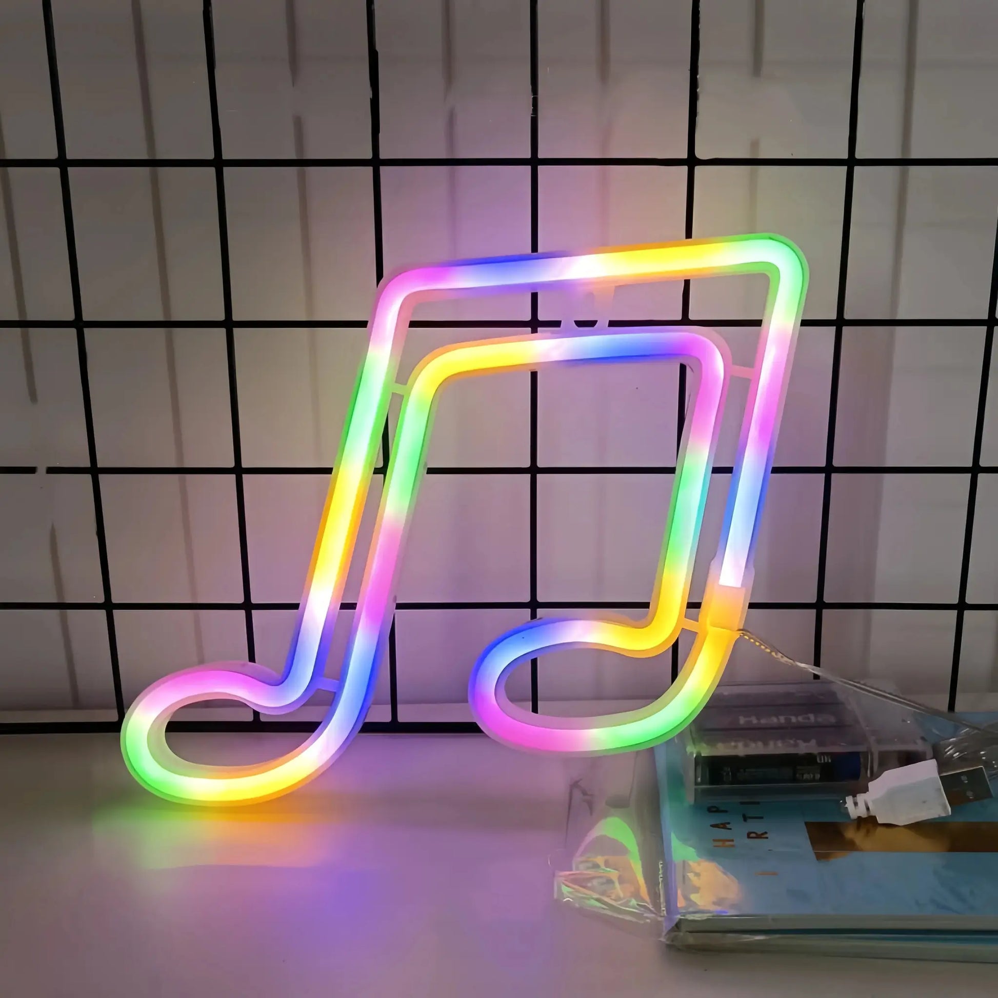 Decorative rainbow neon light sculpture, multicolor wall decor USB powered
