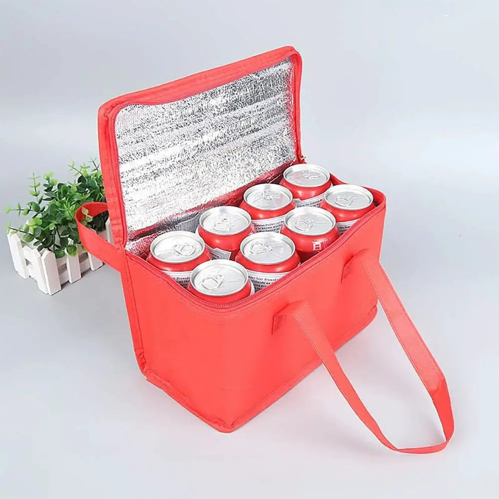 Portable Lunch Cooler Bag Folding Insulation For Picnics Beer Delivery And Food Ice Pack Included