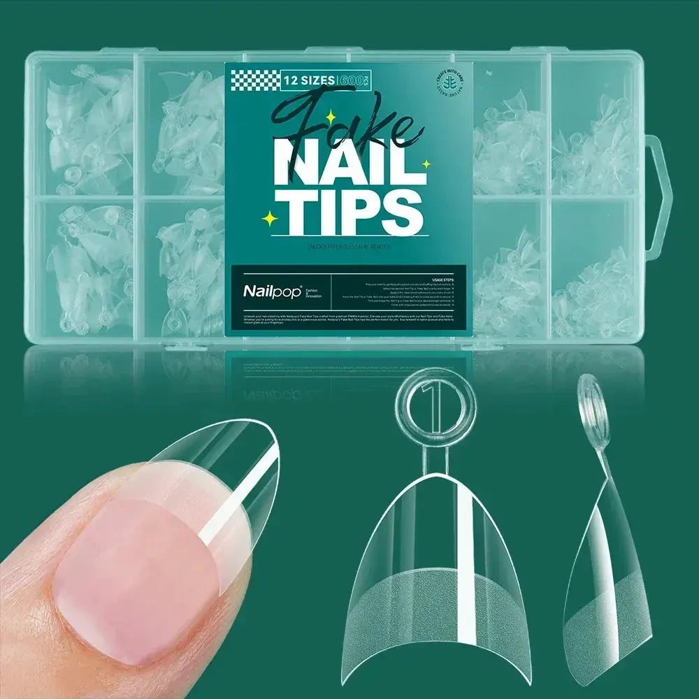 NailPop Soft Gel Nail Tips 600 Pcs Full Cover Coffin Almond Oval Shapes For Salon Quality At Home
