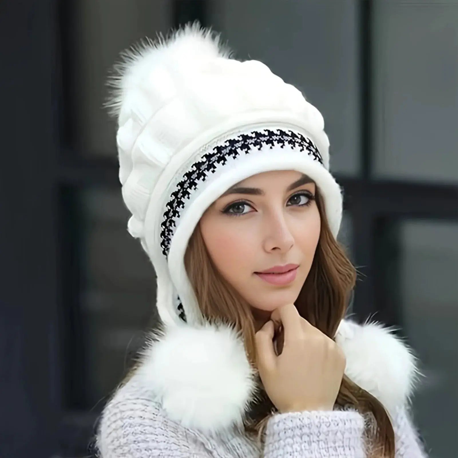ArcticGlow Womens Winter Fur Hat With Fleece Lining And Earflaps Soft Slouchy Beanie For Cold Weather
