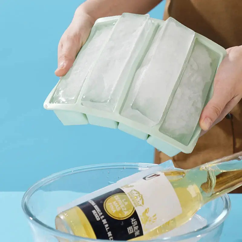 4 Grid Giant Silicone Ice Cube Tray Long Strip For Whiskey Barware Non Toxic Durable Large Ice Cubes