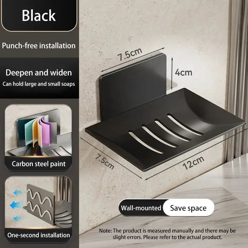 Apex Homeware Carbon Steel Soap Box Wall Mounted Non Perforated Base Rust Resistant Bathroom Soap Holder