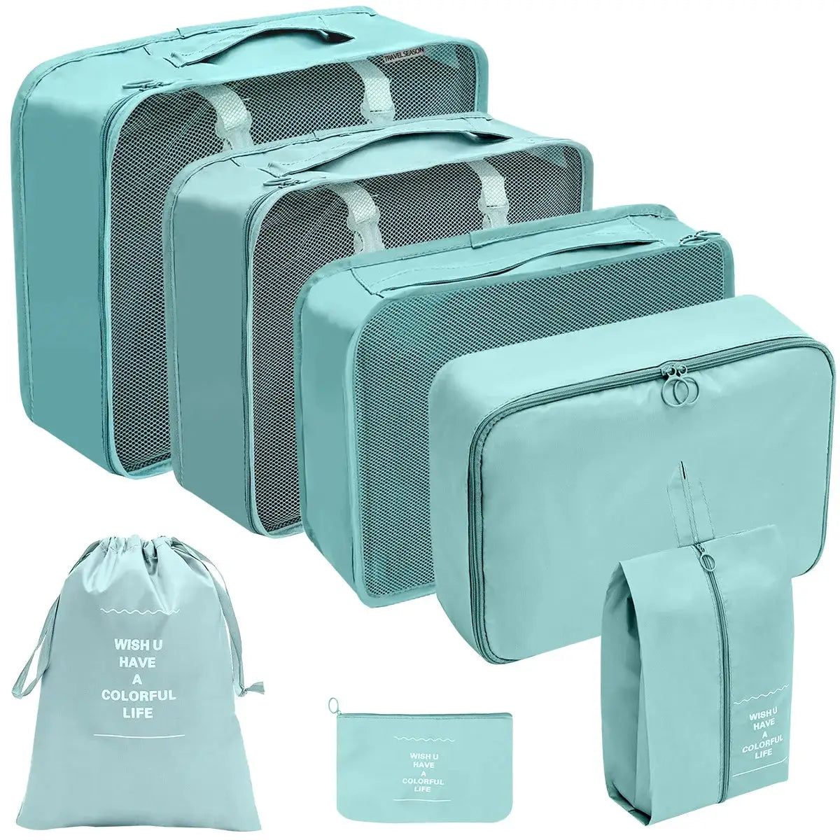 7 To 10 Piece Travel Organizer Set Packing Cubes And Oxford Storage Bags For Luggage Clothes Shoes Wardrobe