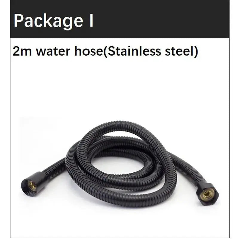 Simples Market handheld black bidet spray hose, 2m stainless steel coil with brass fittings