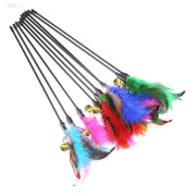5 Piece Cat Interactive Wand Set With Colorful Feathers And Bell For Exercise And Bonding