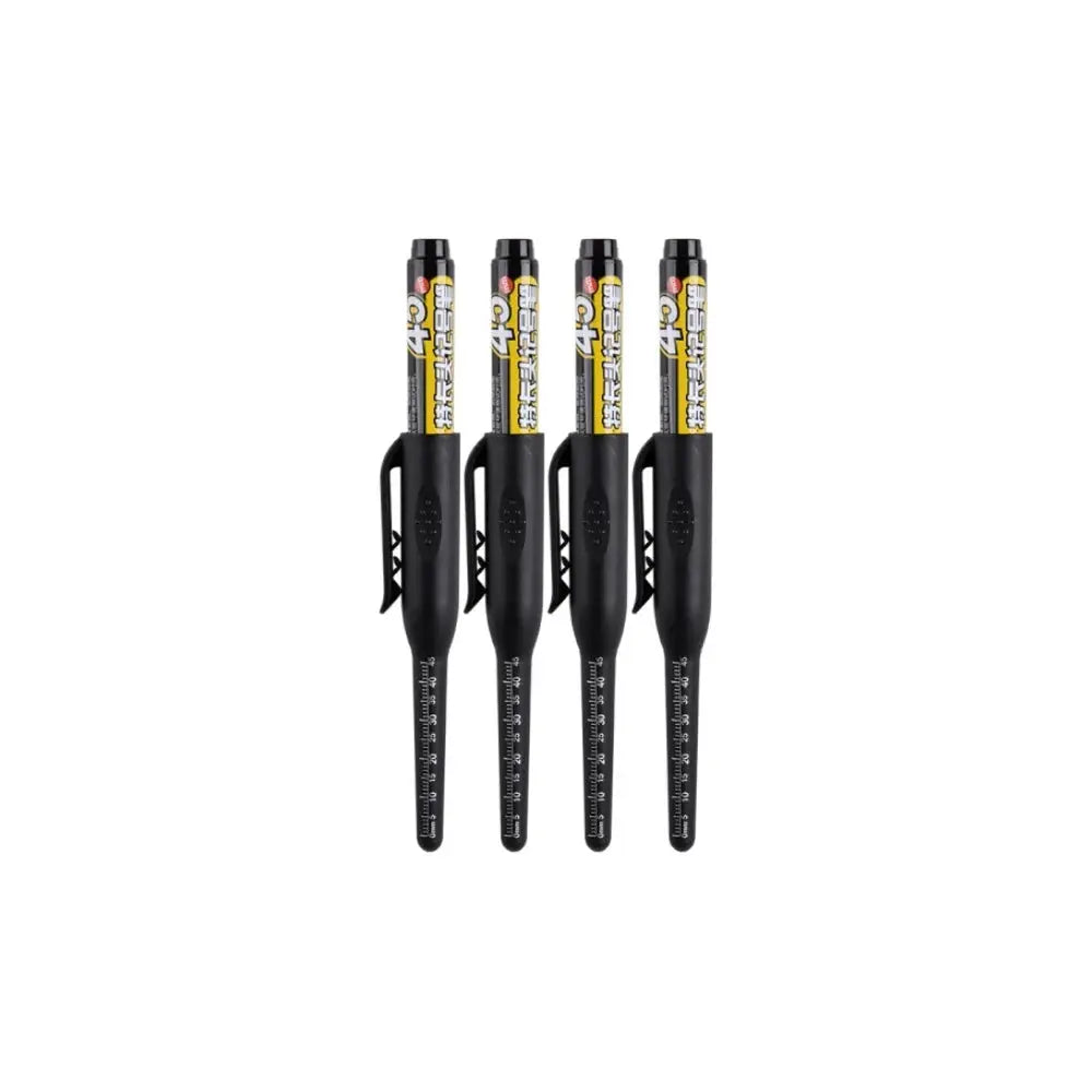 4-pack deep-hole marker pens in white/black/blue/red with long nib; waterproof carpenter markers for woodworking by Simples Market