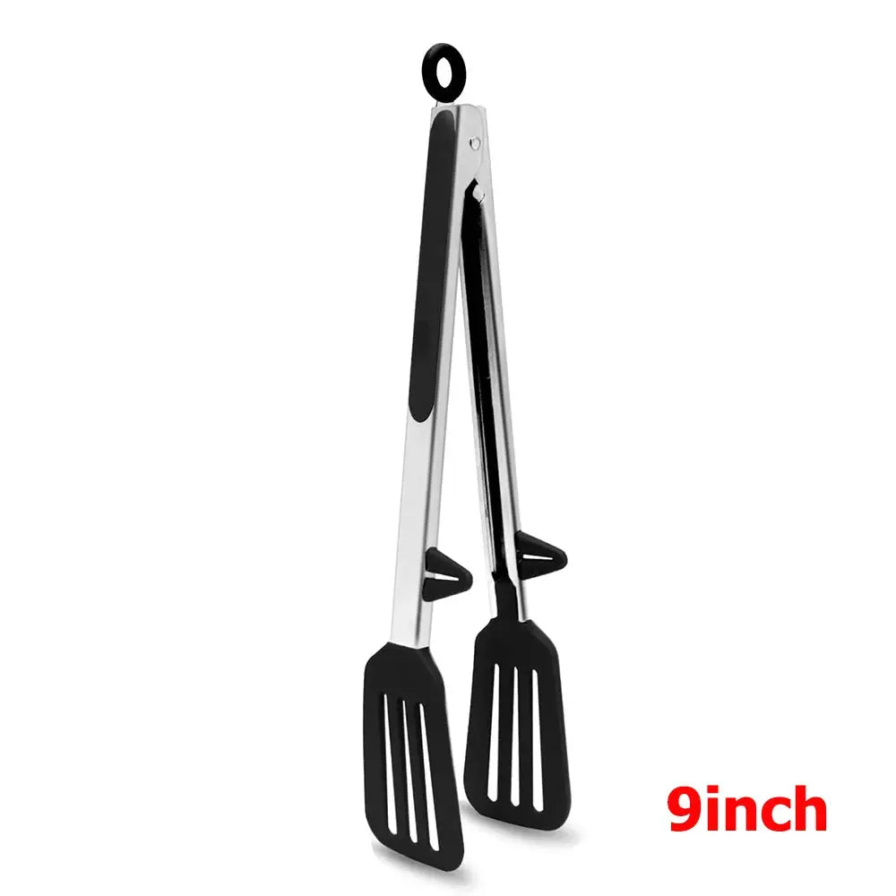 LMETJMA Silicone Kitchen Tongs Nonstick Heat Resistant for BBQ Salad Pasta Steak Noodles JT302