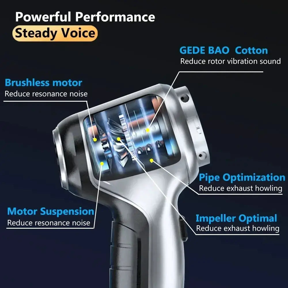Car vacuum cleaner 95000PA, wireless, by Simples Market; silver and black with strong suction