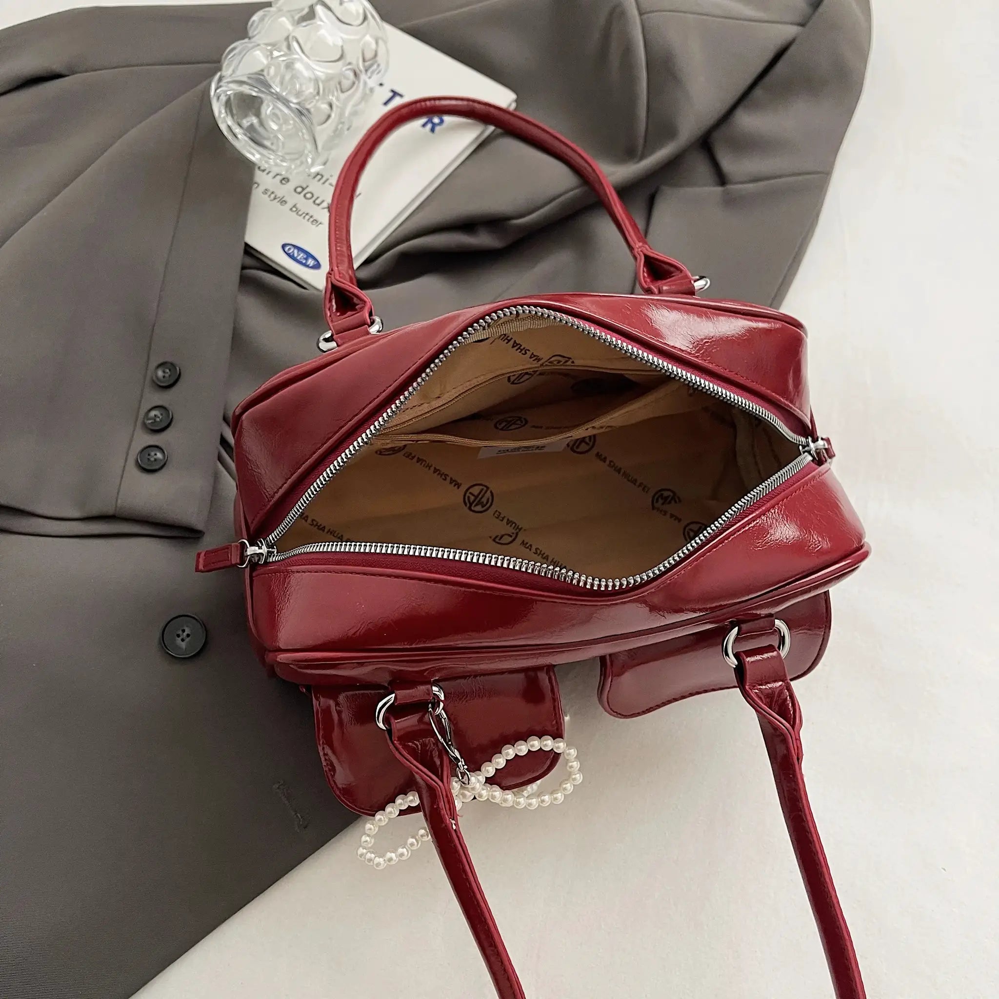 Korean Edition Underarm Bow Pillow Bag For Women PU Leather Shoulder Bag With Comfortable Pillow Shaped Design