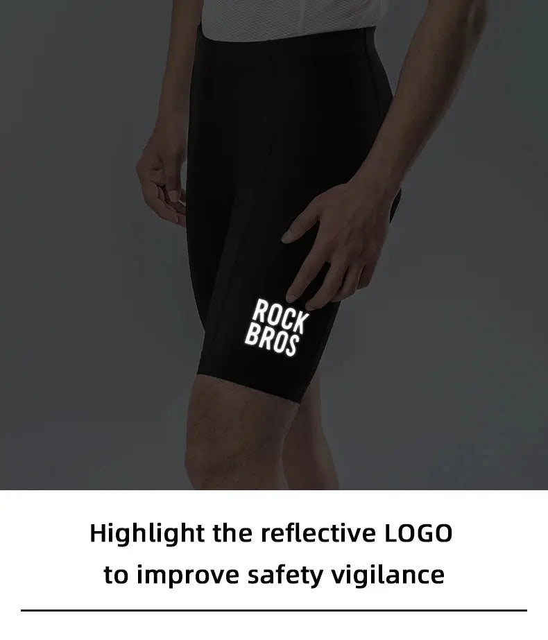 RockBros men's cycling shorts with reflective logo, black, breathable
