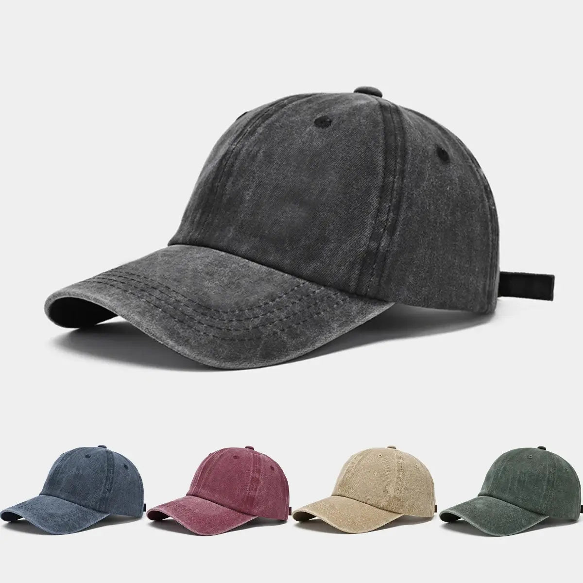 Sunscreen Water Washed Mens Baseball Cap Retro Distressed Duck Tongue Hat For Big Heads