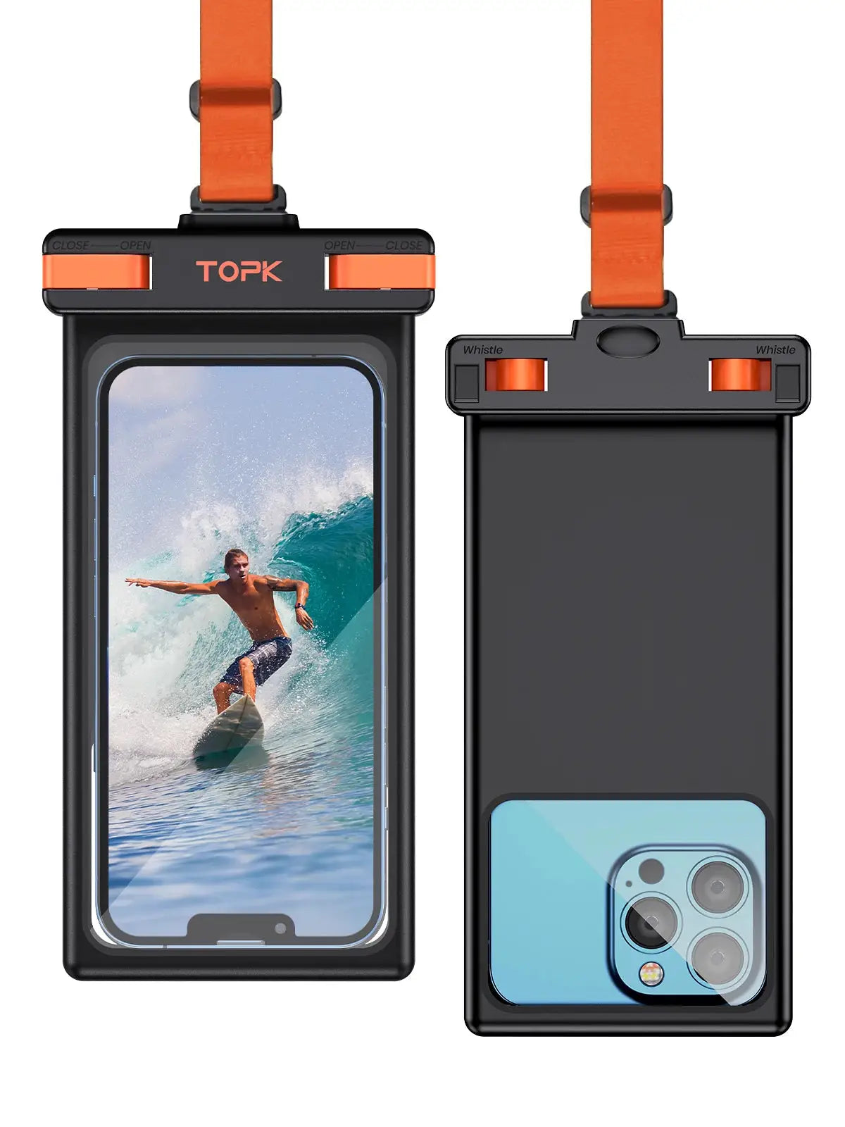 Topk Waterproof Phone Pouch IPX8 Underwater Case With Touchscreen Access For Phones Up To 7 Inches