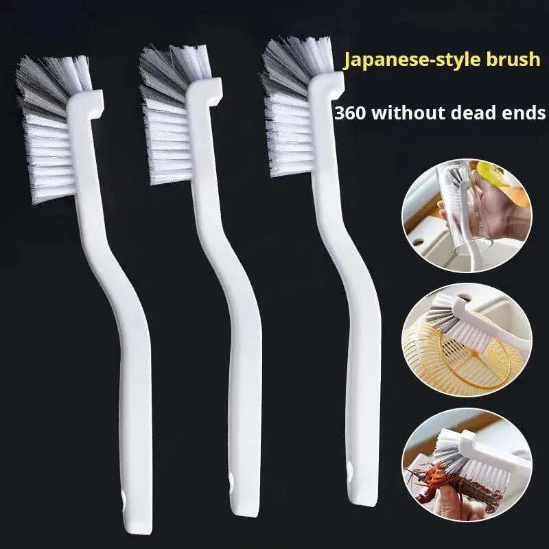 Japanese Style Sink Brush With Long Elbow Handle And Tail Hole For Wall Hanging Crevice Cleaning Accessories